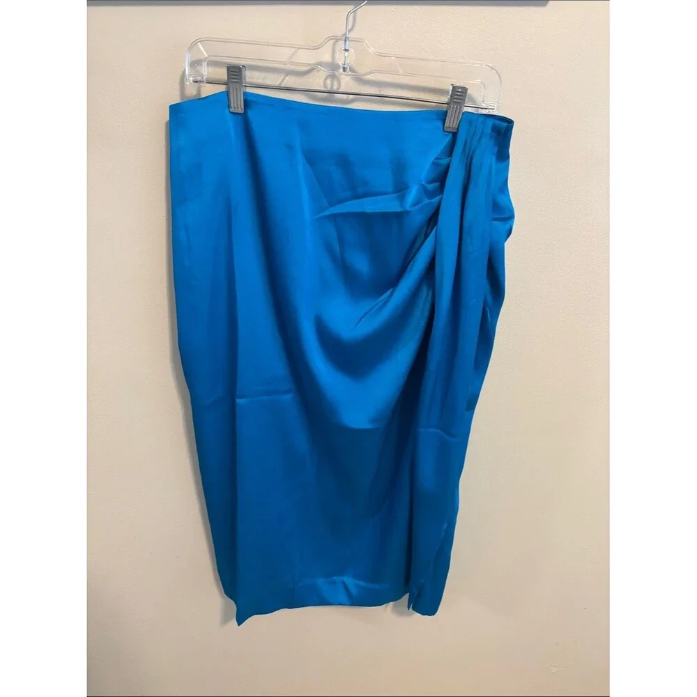 J. Crew Blue Satin Midi Skirt size 10